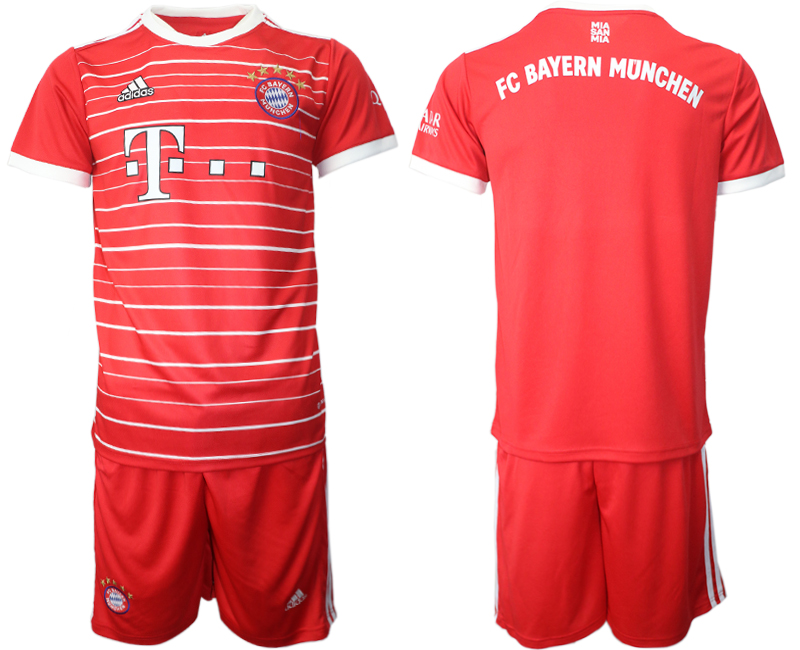 Men 2022-2023 Club Bayern Munich home Red blank Adidas Soccer Jersey